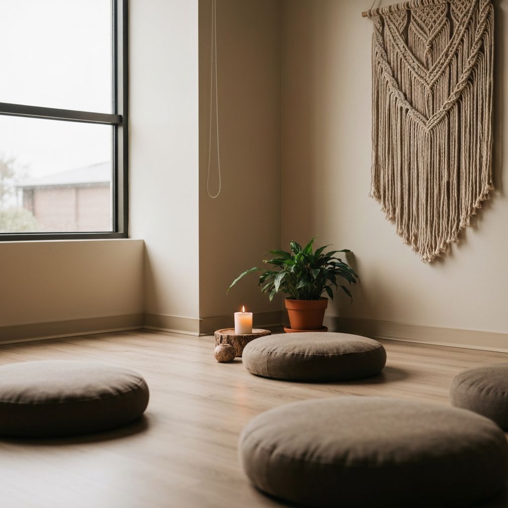 Meditation corner with cushions and candles